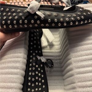 Black Studded Ballet Flats